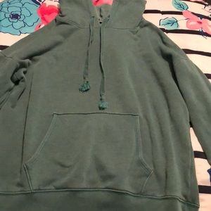 green sweatshirt
